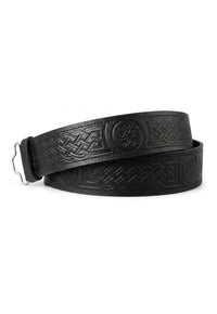 Ceinture de kilt en cuir gaufré Lion Rampant en cuir noir