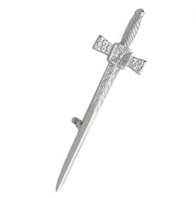 Épingle de kilt croix celtique en argent chromé
