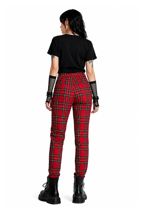 Pantalon à carreaux style grunge punk à fermeture éclair