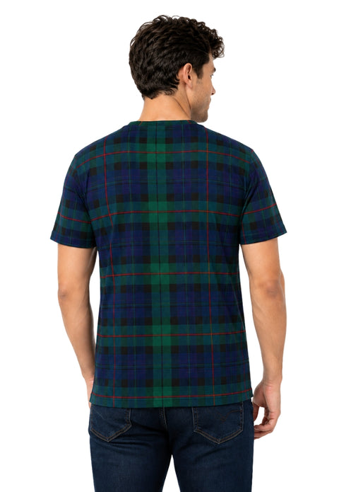 Round Neck Half Sleeve Plaid Shirt