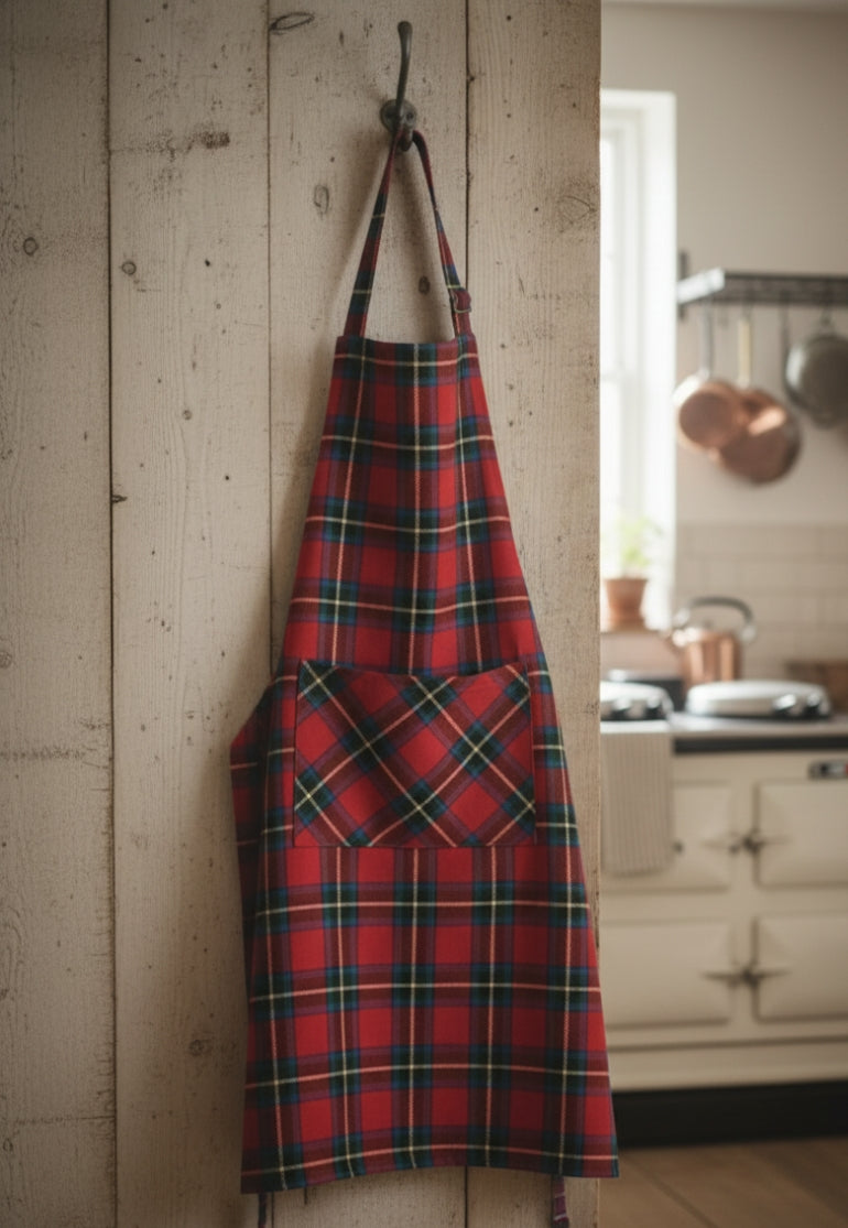 Tablier tartan avec grande poche avant
