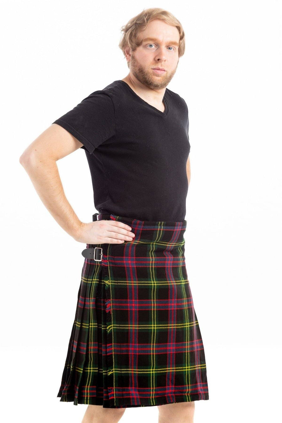 Decent Black Tartan kilt - side view