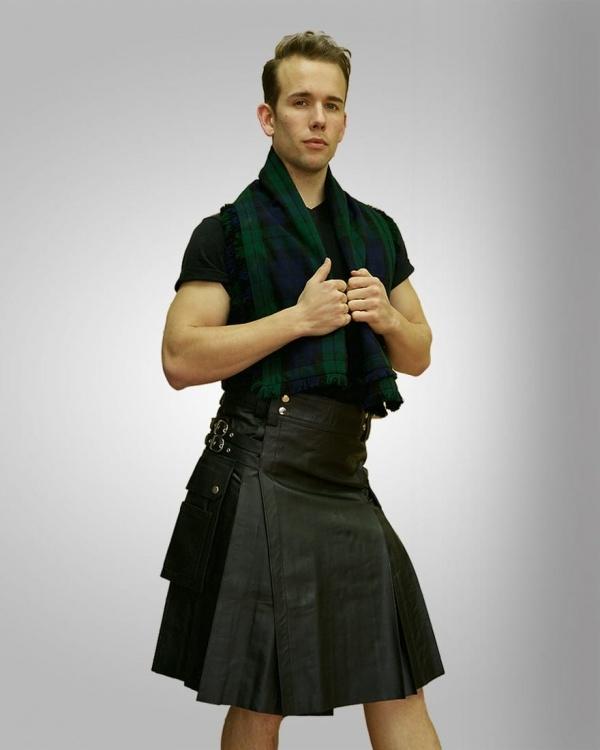 Kilt en cuir avec deux poches cargo Kilts en cuir pour hommes