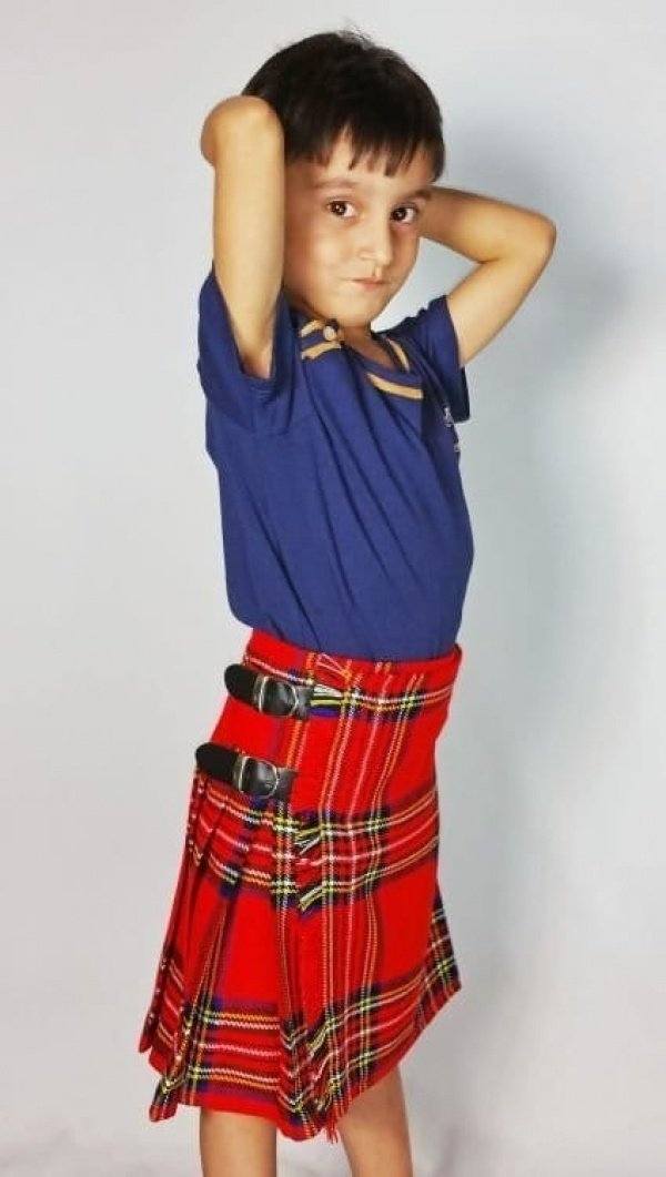 Stewart baby Plaid Kilt - side belt view