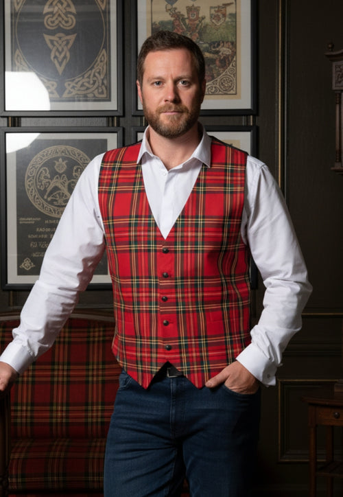 Gilet Homme à Carreaux En Tweed - Coupe Slim, Sans Manches, Pour Mariage Ou Bureau Décontracté