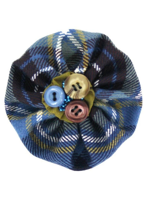 3 Buttons Tartan Brooch