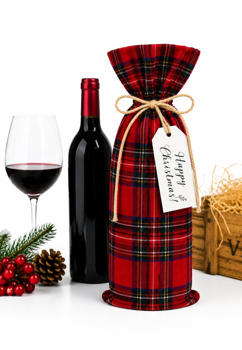 Sac cadeau à vin tartan