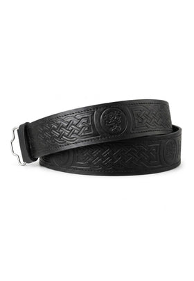 Ceinture de kilt en cuir gaufré Lion Rampant en cuir noir
