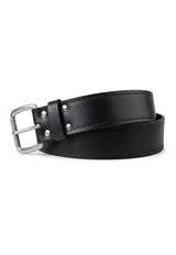 Black Leather Utility Kilt Belt Plain