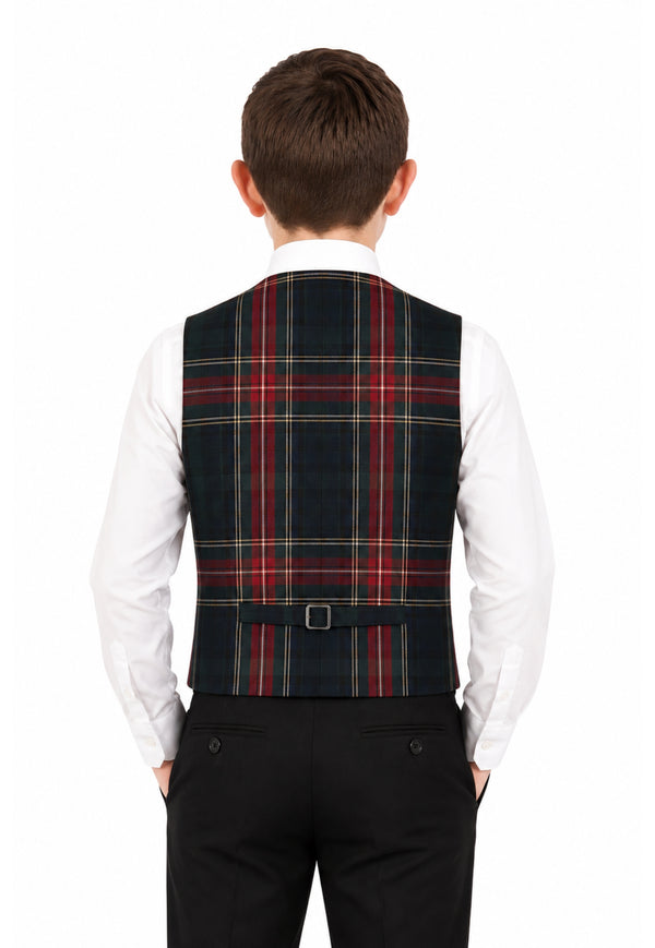 Boy's Tartan Waistcoat - Back View