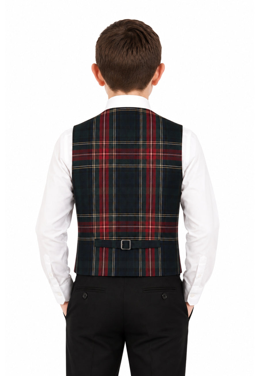 Boy's Tartan Waistcoat - Back View