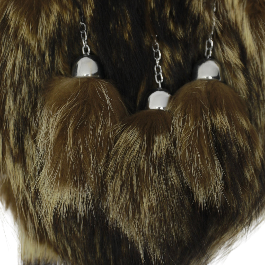 Brown Fox Fur Sporran With Antique Finish Cantle tassels