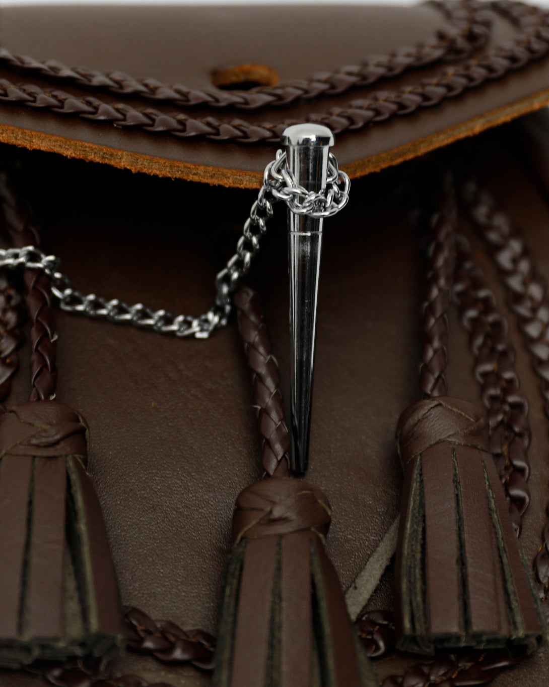 Brown Leather Braided Pin Lock Sporran pin