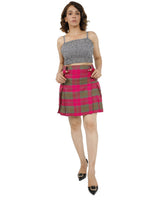 Pleated Plaid Utility Mini Skirt - front view