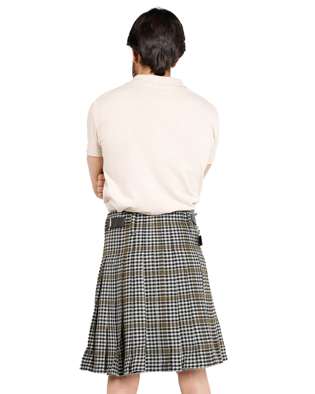 Back look of Burns check Bespoke kilt