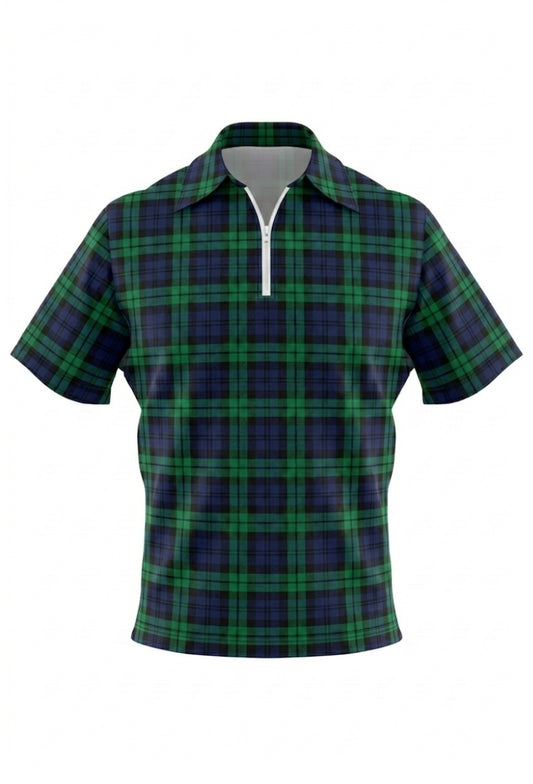 Campbell Tartan Plaid Polo Zipped Shirt