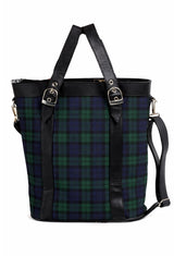 Campbell Shoulder Plaid Tote with Leather Straps