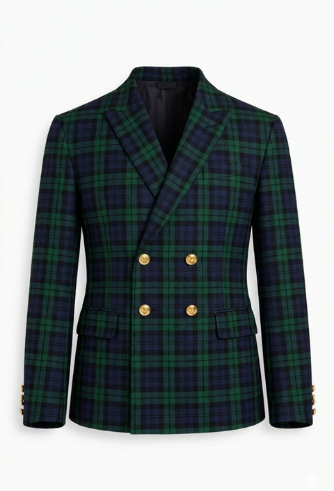 Campbell Skinny Double-Breasted Tartan Jacket