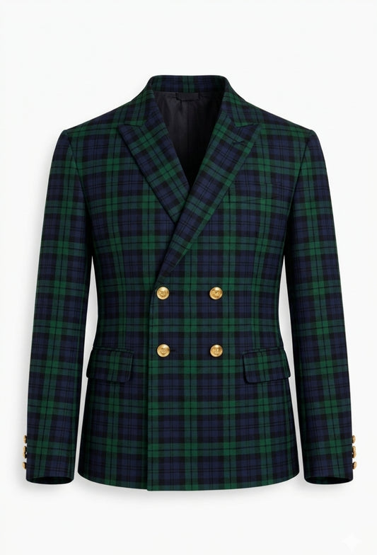 Campbell Skinny Double-Breasted Tartan Jacket