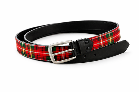 Royal Stewart Black Leather Belt Lothian Design