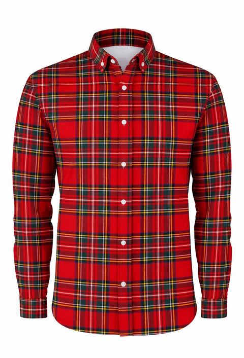 Royal Stewart Plaid Long Sleeve Button Shirt