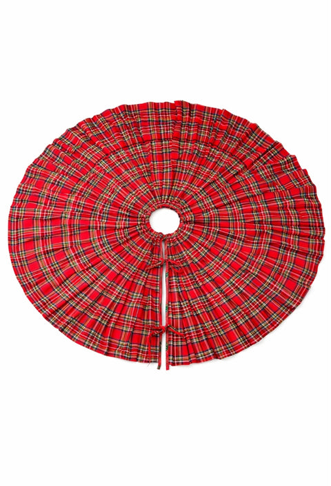 Royal Stewart Ruffled Christmas Tree Skirt Decor