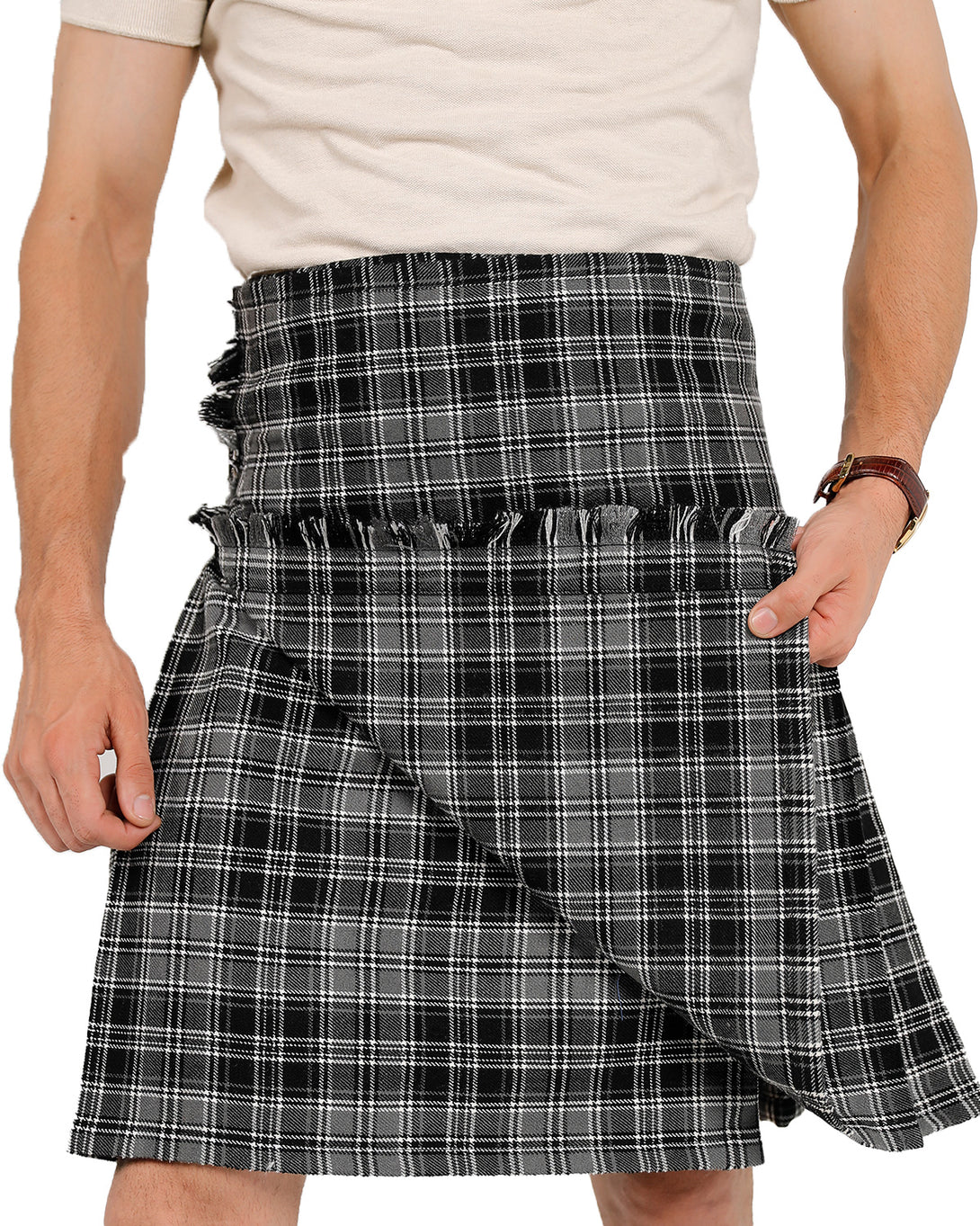 Open front of Drummond Grey Bespoke kilt