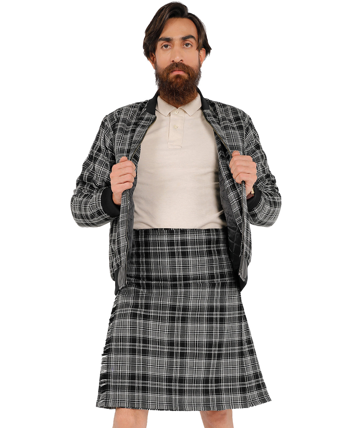 Front view of Drummond Grey Bespoke kilt