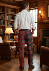 Pantalon contrasté à double tartan