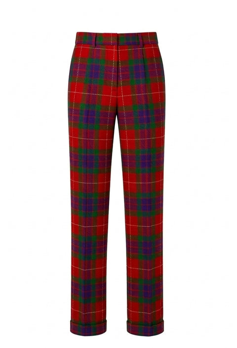 Fraser Tartan Ladies Wide Tartan Trouser with Turn Up