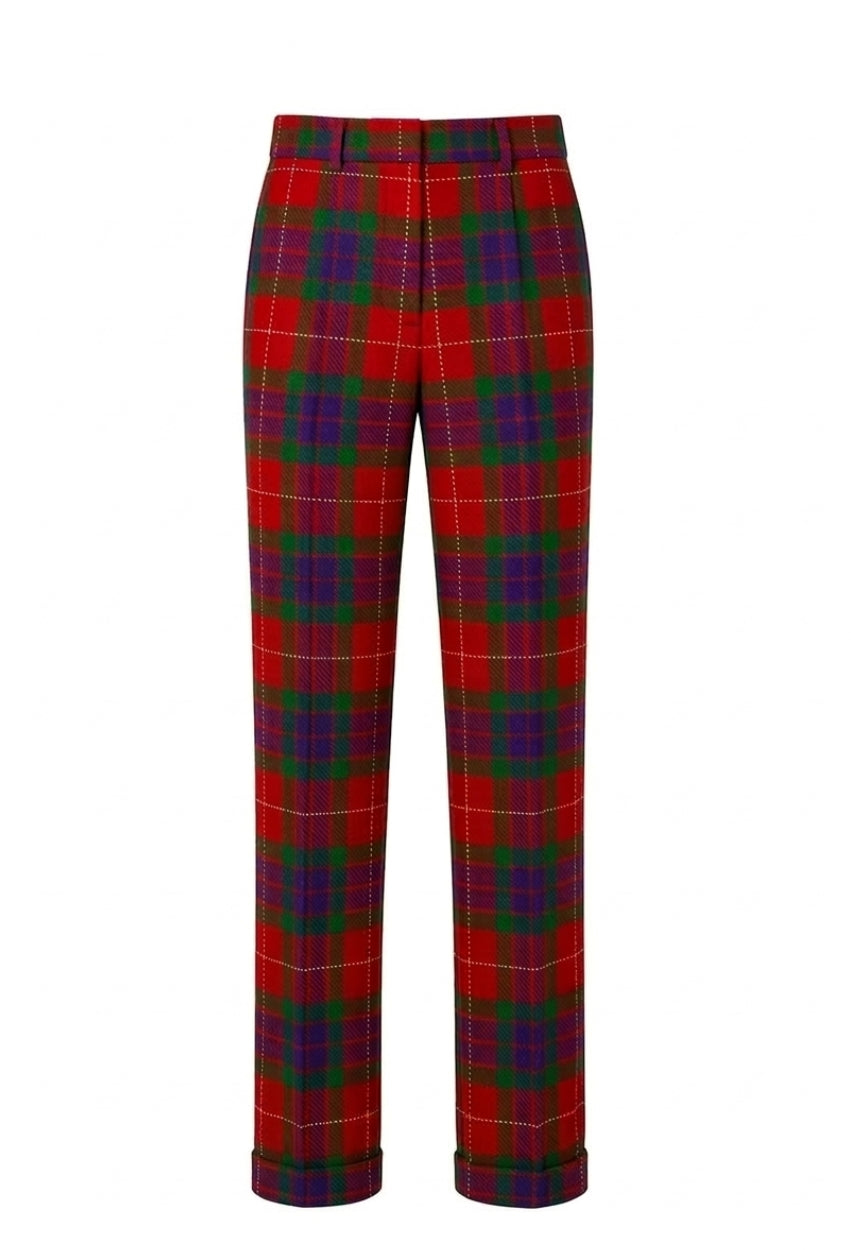 Fraser Tartan Ladies Wide Tartan Trouser with Turn Up