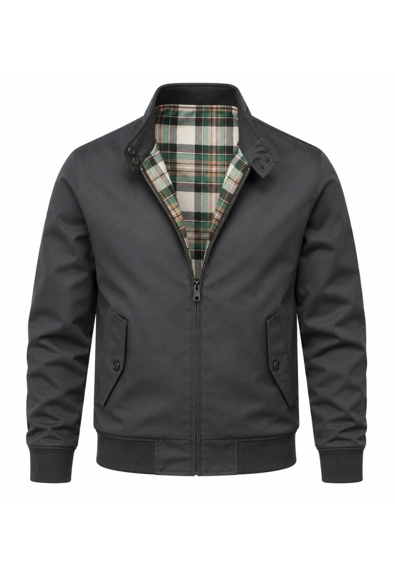 Tartan-Lined Harrington Jacket