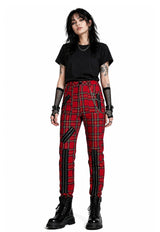 Pantalon à carreaux style grunge punk à fermeture éclair