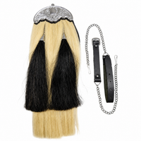 Sporran en crin de cheval blanc avec pompons noirs