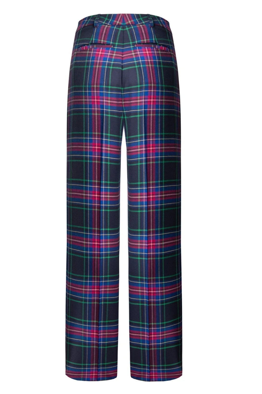 Ladies Wide Tartan Trousers with Turn Up - back