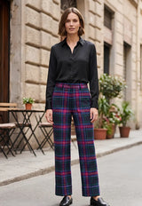 Fraser Ladies Wide Tartan Trouser with Turn Up