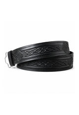 Ceinture de kilt en relief celtique en cuir - Réglable par velcro