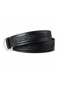 Ceinture de kilt en relief celtique en cuir - Réglable par velcro