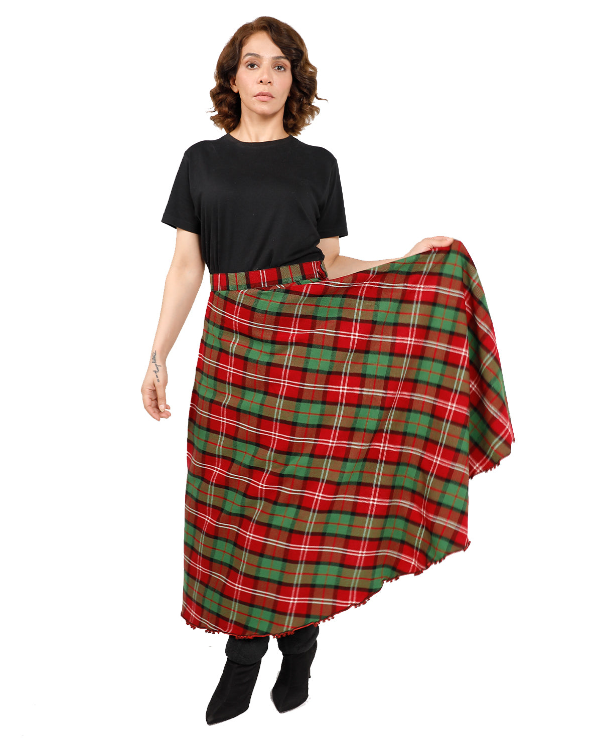 Jupe longue tartan femme fashion