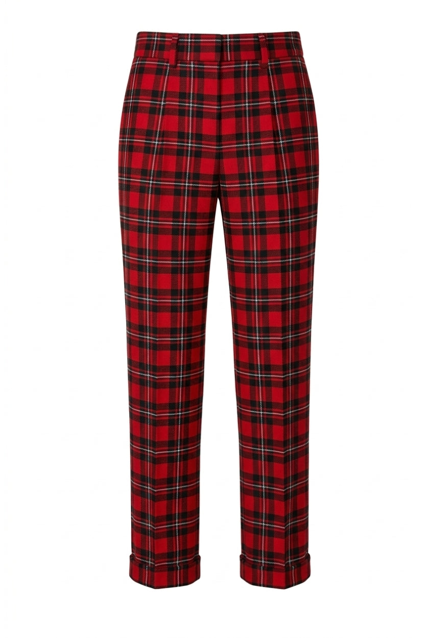 MacGregor Ladies Wide Tartan Trouser with Turn Up