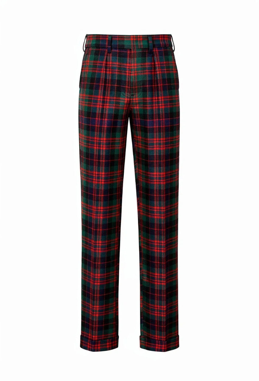 MacDonald Ladies Wide Tartan Trouser with Turn Up