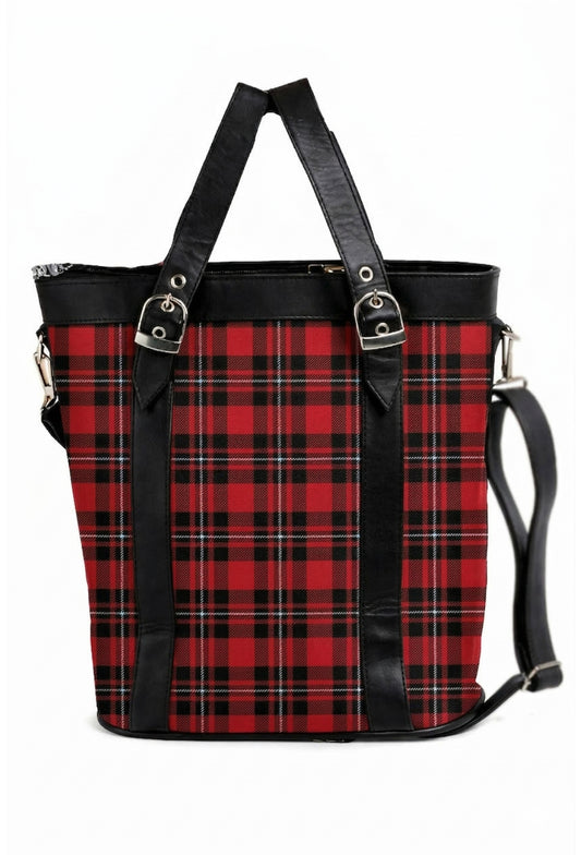 MacGregor Shoulder Plaid Tote with Leather Straps