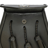 Masonic Badge Black Leather Sporran front button