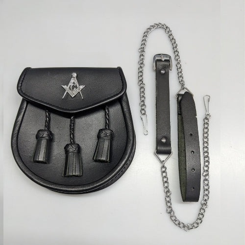 Masonic Badge Black Leather Sporran