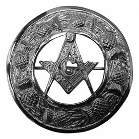Broche kilt maçonnique à carreaux en argent pour homme