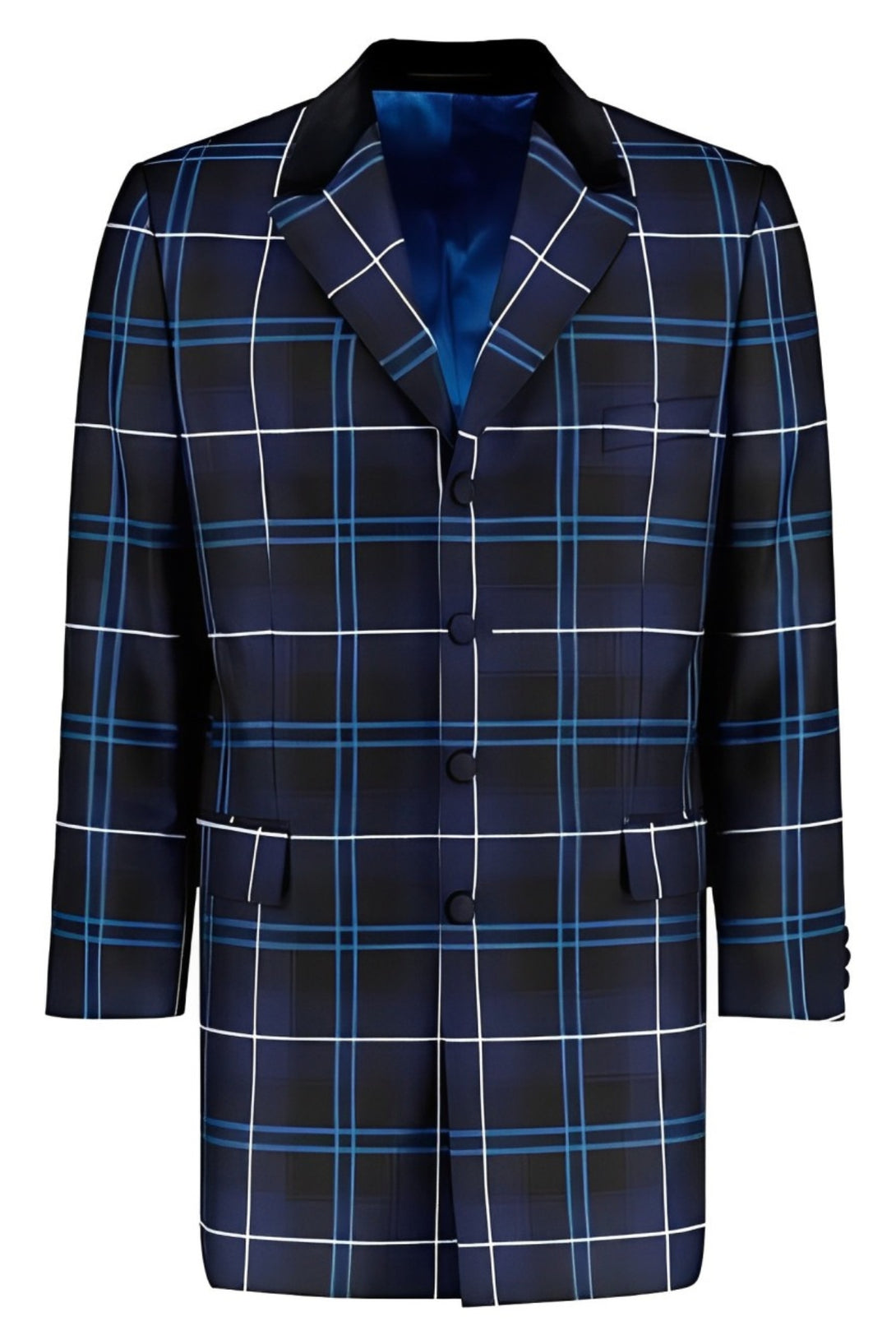 Men's Mid-Thigh Length Tartan Jacket - front