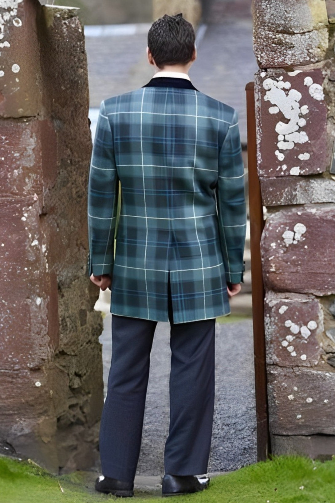 Men's Mid-Thigh Length Tartan Jacket - Back