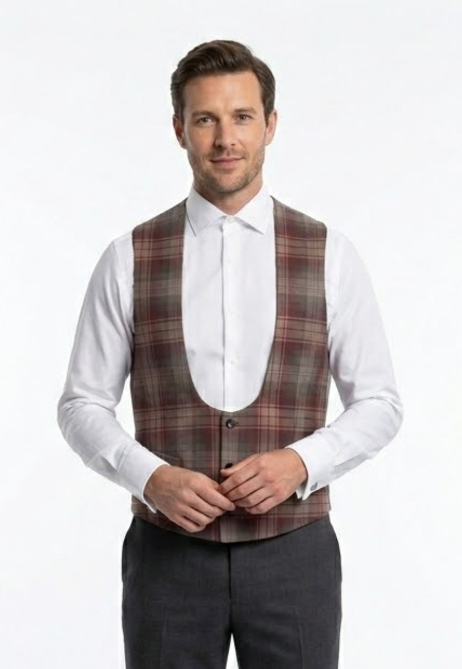 Buchanan Men's Tartan Waistcoat with Horseshoe Neck