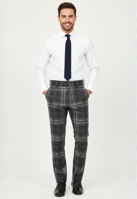Buchanan Men's High‑Waisted Tartan Trouser