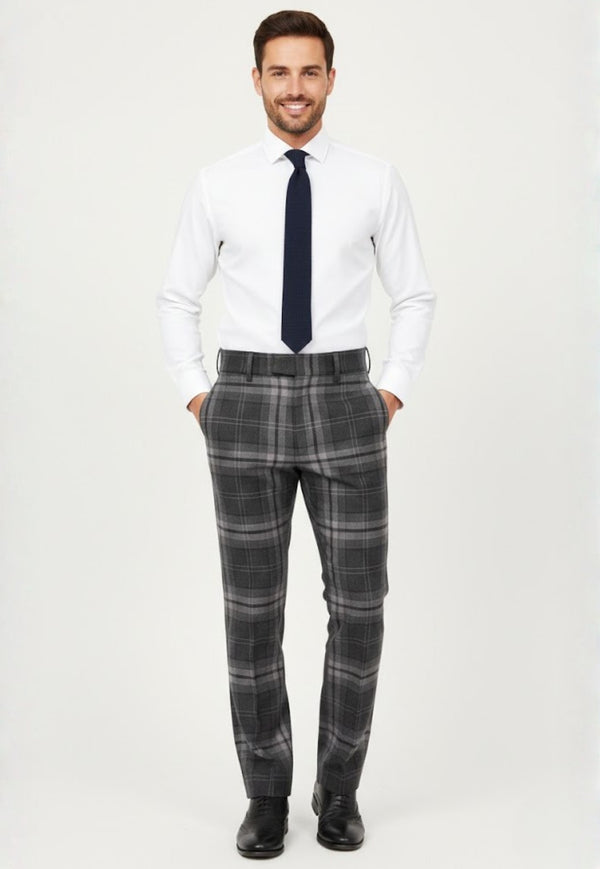 Buchanan Men's High‑Waisted Tartan Trouser
